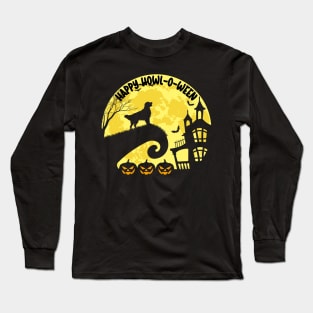 Golden Retriever Howl-o-ween Shirt, Halloween Shirt, Spooky Season Shirt, Dog Mom Shirt, Dog Lovers Shirt, Dog People, Dog Lovers Gift, Spooky Dog Shirt Long Sleeve T-Shirt